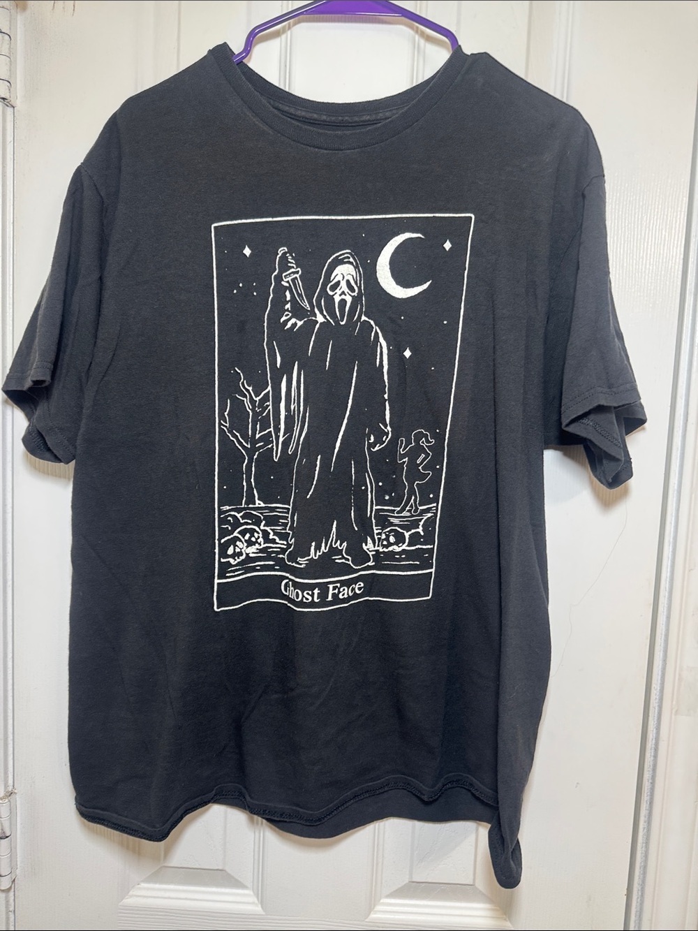 Ghost Face Graphic T-Shirt Grows in the dark - Black